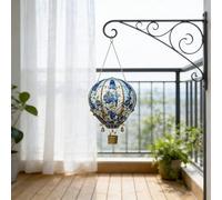 2D Acrylic Hot Air Balloon Sun Catcher, Hangable Solar Lantern Window Decoration Pendant for Courtyard Pathway Porch Farmhouse Patio and Garden Decor (Blue_A)