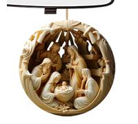 2D Acrylic Nativity Scene Ornament - 8 cm Holy Family Pendant for Christmas Tree, Car, Backpack, Lightweight 12 g Holiday Decoration for Easter, Christian Keepsake, Transparent