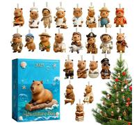 | 2D Acrylic Pendant - 24 Days Countdown Capybara Christmas Tree Decoration - For Festive Car Rear View Mirror Stocking Filler Fireplace Christmas Tradition