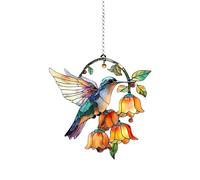 2D Acrylic Pendant Decor - Sunlight Catching Art,Hummingbird Flower Flat Acrylic Pendant | for Family Friends Bird Lovers Living Room Bedroom Dining Room Backyard