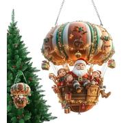 2D Acrylic Pendant Decoration - Santa's Hot Air Globe Flat Wall Ornament, Fancy Sunlight Light Capturing Decoration for Indoor Outdoor Use | Art