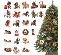 , 2D Acrylic Puppy Decoration - 24 Days Dog Decoration for the Christmas Tree, for Home, Window, Wall, Party, Celebration, Winter, Seasonal Decoration