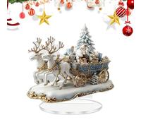 2D Acrylic Statue - Christmas 2D Santa Sleigh Acrylic Sign Decoration, Artistic Standing Figure as Ornament for Winter and Holiday Theme | For Study, Student Dorm, Bedroom