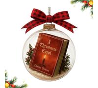 2D Arclyic A Christmas Carol Mini Book Ornaments, Timeless Holiday Treasures, Exquisite Literary Decor with Clear Mini Book Balls for Christmas Tree, Shelf & Thoughtful Gifts (Red)