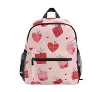 2d backpack for kids with name tag Valentines Presents Pattern Pink
