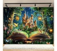 2D banner Castle Fairy Tale - Enchanted, Lantern and Butterfly, Home decoration, multi-purpose party decoration 440x300CM