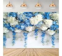2D banner elegant white and blue floral banner - suitable for weddings bridal showers birthdays and other occasions