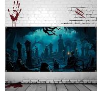 2D banner Halloween eerie skeleton cemetery stone tablet, large outdoor wall decoration, multiple sizes optional 440x300CM