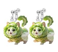 2D Cartoon Pattern Acrylic Clip on Dangle Drop Earrings for Women, Non Pierced, Animal Pattern, Novelty Funny Adorable Cute Pet Dog, Sweet Plant Magic Bottle Christmas Cat Goose Swan Fashion Jewelry
