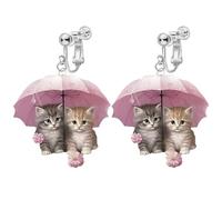 2D Cartoon Pattern Acrylic Clip on Dangle Drop Earrings for Women, Non Pierced, Animal Pattern, Novelty Funny Adorable Cute Pet Dog, Sweet Plant Magic Bottle Christmas Cat Goose Swan Fashion Jewelry