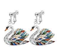 2D Cartoon Pattern Acrylic Clip on Dangle Drop Earrings for Women, Non Pierced, Animal Pattern, Novelty Funny Adorable Cute Pet Dog, Sweet Plant Magic Bottle Christmas Cat Goose Swan Fashion Jewelry