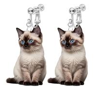 2D Cartoon Pattern Acrylic Clip on Dangle Drop Earrings for Women, Non Pierced, Animal Pattern, Novelty Funny Adorable Cute Pet Dog, Sweet Plant Magic Bottle Christmas Cat Goose Swan Fashion Jewelry