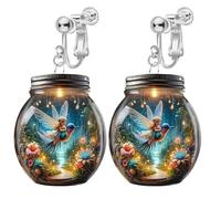 2D Cartoon Pattern Acrylic Clip on Dangle Drop Earrings for Women, Non Pierced, Animal Pattern, Novelty Funny Adorable Cute Pet Dog, Sweet Plant Magic Bottle Christmas Cat Goose Swan Fashion Jewelry