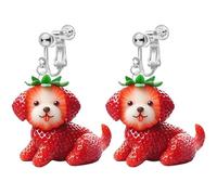 2D Cartoon Pattern Acrylic Clip on Dangle Drop Earrings for Women, Non Pierced, Animal Pattern, Novelty Funny Adorable Cute Pet Dog, Sweet Plant Magic Bottle Christmas Cat Goose Swan Fashion Jewelry