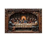 2D Carved Wood Art of The Last Supper with Jesus, Religion Poster Jesus Wall Art For Room Decor Unframe-style 20x30inch(50x75cm)