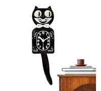 2D Cat Clock With Moving Tail, Classic Black With Fun Eyes, Novelty Silent Space Saving Decortion Wall Clocks, Retro Cat Clock With Moving Eyes and Tail, for Decor Home Mid Century Modern