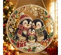 2D Christmas Diamond Pearl Art Kits for Adults, Suncatcher Painting Craf2 | Funny Acrylic DIY Beaded Art Craft, Pre-Assembled Metal Chain Sparkling Gem Festive Window Wall Decor