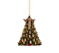 2D Christmas Pendant Decoration Tree Double Printed Acrylic Interesting For B Glass Stained Sheets (A, 8cm)
