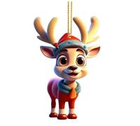 2D Christmas Tree Ornaments Cute Cartoon Deer Acrylic Hanging Christmas Tree Hanging Decorations Cute Party Holiday X Mas New Year For Tiny Christmas Tree Supplies DkY674 (8cm)