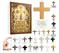 2D Cross Advent Calendar 2025, 24 Days Holiday Countdown with Cross Charms, 24-Day Countdown With Scripture Verses Christmas Reflection Calendar, Religious Encouragement Gifts for Family Friends