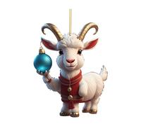 2D Cute Cartoon Goat Christmas Ornament Acrylic Christmas Decorations Holding Xmas Tree Decoration Hanging Decor For Xmas Party Holiday Home Decor Personalized Novelty Baubles