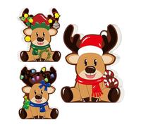 2D Deer Tray Decoration Christmas Deer Decoration for Holiday Farm and Indoor 3 Pieces Cute Table Decoration Perfect for Desk, Mantle, Entryway
