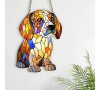 2D Dog Suncatcher Ornament - Corgi, Bulldog & Beagle Dogs Acrylic Window Decor | Premium Pet Lover Gift for Christmas, Birthdays | Vibrant Sun Catcher for Home, Garden & Nursery (Beagle Dog #02)