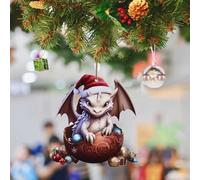 2D Dragon Acrylic Christmas Decoration Dragon Figurine Hanging Christmas Tree Gothic Holiday Decoration Fireplace Window Car Decoration