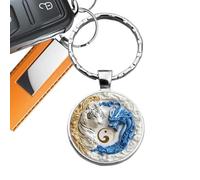 2D Dragon Tiger Bag Pendant - Keyring with Clip for 2.5 cm Jewelry, Decorative Accessory for Women and Men | Purse Wallet Backpack Ornament | Favor Gift For Cap Party