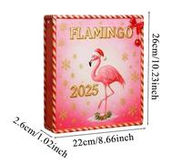 2D Flamingo Calendar 2025, 24 Days Christmas Countdown Calendar with Hanging Loops, Festive Home Decor for Living Room, Bedroom, Kids' Room Holiday Decoration, Christmas Tree Ornament Alternative