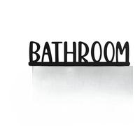 2D Flat, 1pc Artificial Wood Bathroom Door Sign - Thick Rustic Modern Door Top Decoration with Bold "BATHROOM" Lettering, Easy Installation