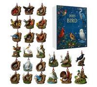 2D Flat Acrylic Bird Ornament - Christmas Calendar Set, 24 Days Holiday Tracking Screen, Festive Season Arrangement | Beautiful Decoration for Window Fireplace Holiday Party