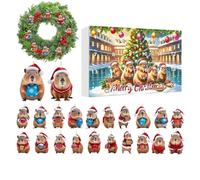 | 2D Flat Acrylic Fun 24 Days Capybara Tree Decorations for Mirrors, Trees, Friends, Family, Enthusiasts, Holiday Season, Home, Party
