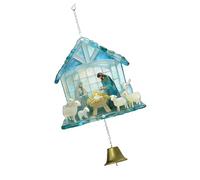 2D Flat Acrylic Nativity Scene Wind Chimes Window Hanging Ornament with Bells Religious Manger Scene Christmas Decoration Acrylic Wind Chimes with Metal Bells