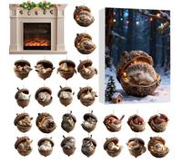 | 2D Flat Acrylic Ornaments in Animal and Acorn Shape - 2D Acrylic Animal Pendant Christmas Countdown Calendar for Children Adults Door Kitchen Holiday Birthday Party Fireplace Car