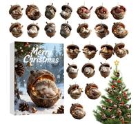 - 2D Flat Animal Acorn Decorations,24 Days Christmas Countdown with Animal Pendants | for Living Room Entrance Window Bedroom Kitchen Door Kids Adults