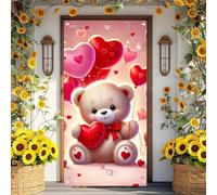 2D flat banner, Valentine's Day banner - vinyl, cute and heart-shaped balloon red ribbon, party decoration 440x300CM