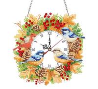 2D Flat DIY Christmas Special Shape Diamond Painting Ornament with Clock Function, Acrylic Diamond Painting Clock, Pendant Diamonds Art Clock Pendant Kit for Home Decoration-03