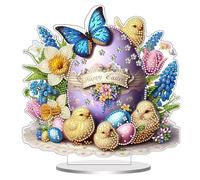 2D Flat DIY Easter Acrylic Table Top Diamond -Painting Ornament Kits Special Shaped Diamond -Painting Tabletop Ornaments Kit for Adults Home Office Decor Crafts Gift
