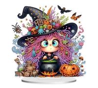 2D Flat Halloween Print DIY Diamond Painting Tabletop Ornaments Kit, Double-Sided Printed Single-Side Drill Table Top Diamond Painting Ornament Kits, Bedroom Table Decor-02