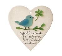 2D Flat Heart Shaped Bird Pendant Christmas Tree Hanging Ornaments Four Leaf Clover Friendship Christmas Tree Ornament Xmas Home Decor