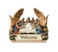 2D Flat Jesus and Disciples Keychain Wood Wall Art with Rustic Design for Home Entryway Decor Religious Organizer Gift for Family Friends