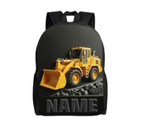 2D Flat Large Capacity Casual Daypack with Names for Women or Men Bulldozers-Themed Outdoor Camping Backpack for Engineering Lover Personalized Construction Bulldozers Prints Travel Daypack