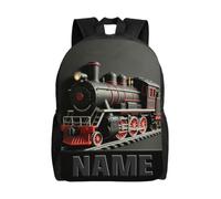 2D Flat Personalized Engineering Trains-Themed Backpack for Women or Men Trains Print Travel Daypack with Names Personalized Train-Themed Camping Backpack for Industrial Lover and Engineering