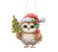 2D Flat Xmas DIY Hanging Diamond Art Kits, Double Side Print Single Dide Drill Rhinestone Diamond Art Window Pendants, Diamond Art Acrylic Pendant DIY Home Decor Hanging Charm-03