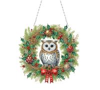 2D Flat Xmas DIY Hanging Diamond Art Kits, Double Side Print Single Dide Drill Rhinestone Diamond Art Window Pendants, Diamond Art Acrylic Pendant DIY Home Decor Hanging Charm-05
