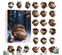 2D Forest Animal Acorn Hanging Calendar - 24 Days Advent Christmas Countdown Calendar Acrylic Animal Acorn Decoration Hanging | For Entrance, Vent