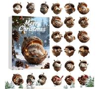 2D Forest Animal Acorn Hanging Calendar - 24 Days Advent Christmas Countdown Calendar Acrylic Animal Acorn Decoration Hanging | For Entrance, Vent