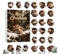 2D Forest Animal Calendar - Flat Acorn Ornaments, Holiday Countdown Display, Acrylic Pendant | Playful Seasonal Decoration Feature, Interactive Entryway Window Door Fireplace Home Party Display Scene