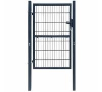 2D Garden Gate, Anthracite Grey, 100 x 160 cm, Robust Steel, Powder Coated, Modern Fence Gate for Garden and Backyard, Includes Lock and Key